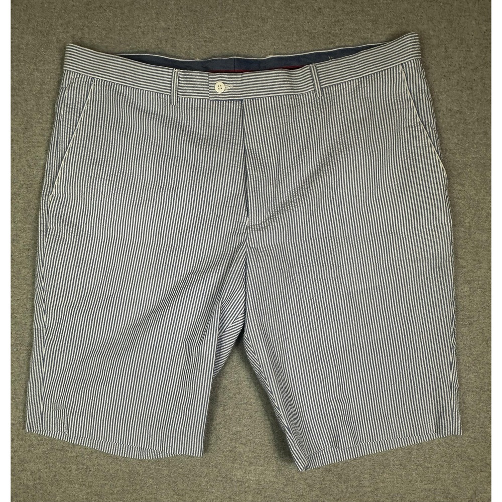 Linea Uomo Short Mens 42 Blue White Stripe Chino Seersucker Casual Summer Resort